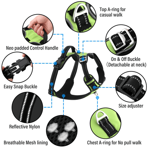 Hank 3M Reflective Harness for Puller Dogs (Neon Green)