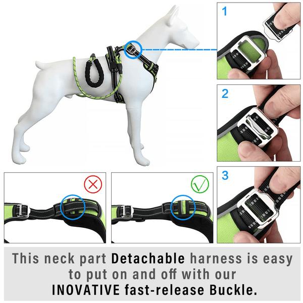 Hank 3M Reflective Harness for Puller Dogs (Neon Green)