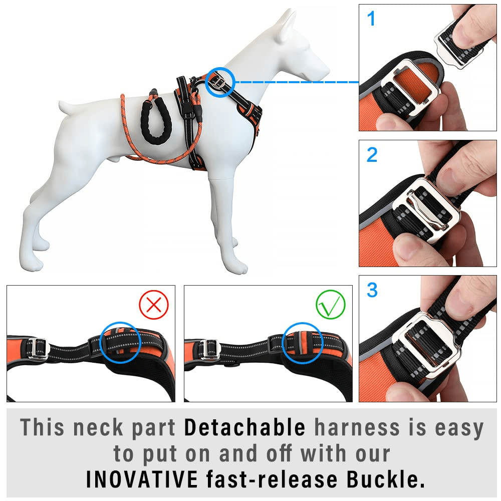 Buy Hank 3M Reflective Harness for Puller Dogs Neon Orange