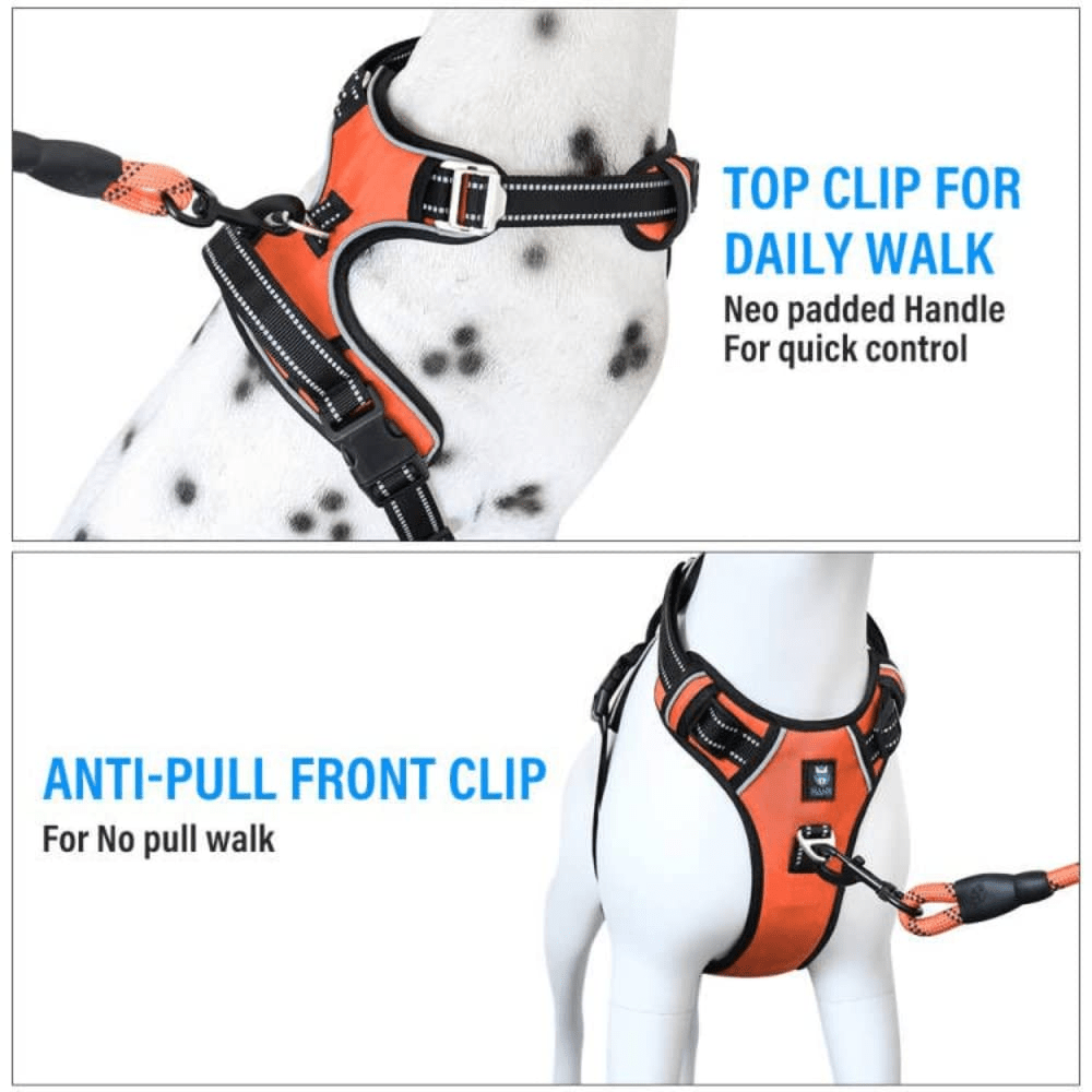 Hank 3M Reflective Harness for Puller Dogs (Neon Orange)