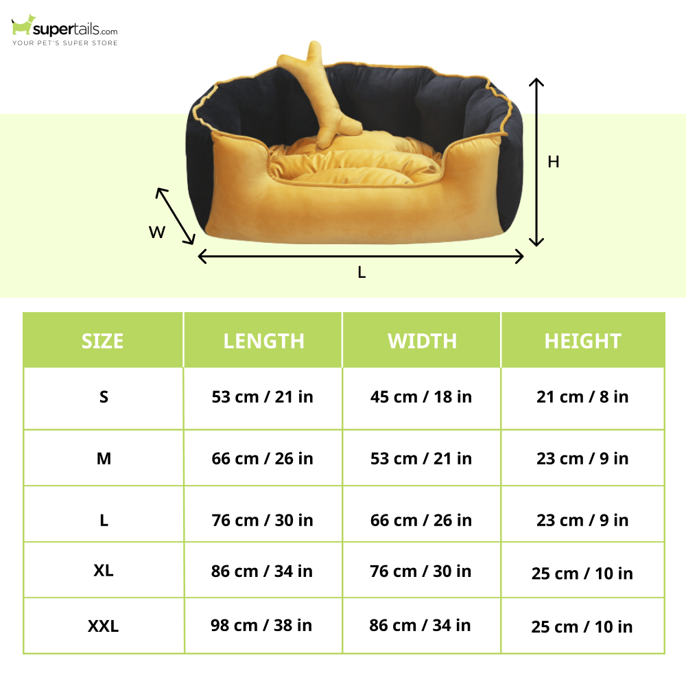 Hiputee Reversible Holland Velvet Bed for Dogs and Cats (Yellow, Black)