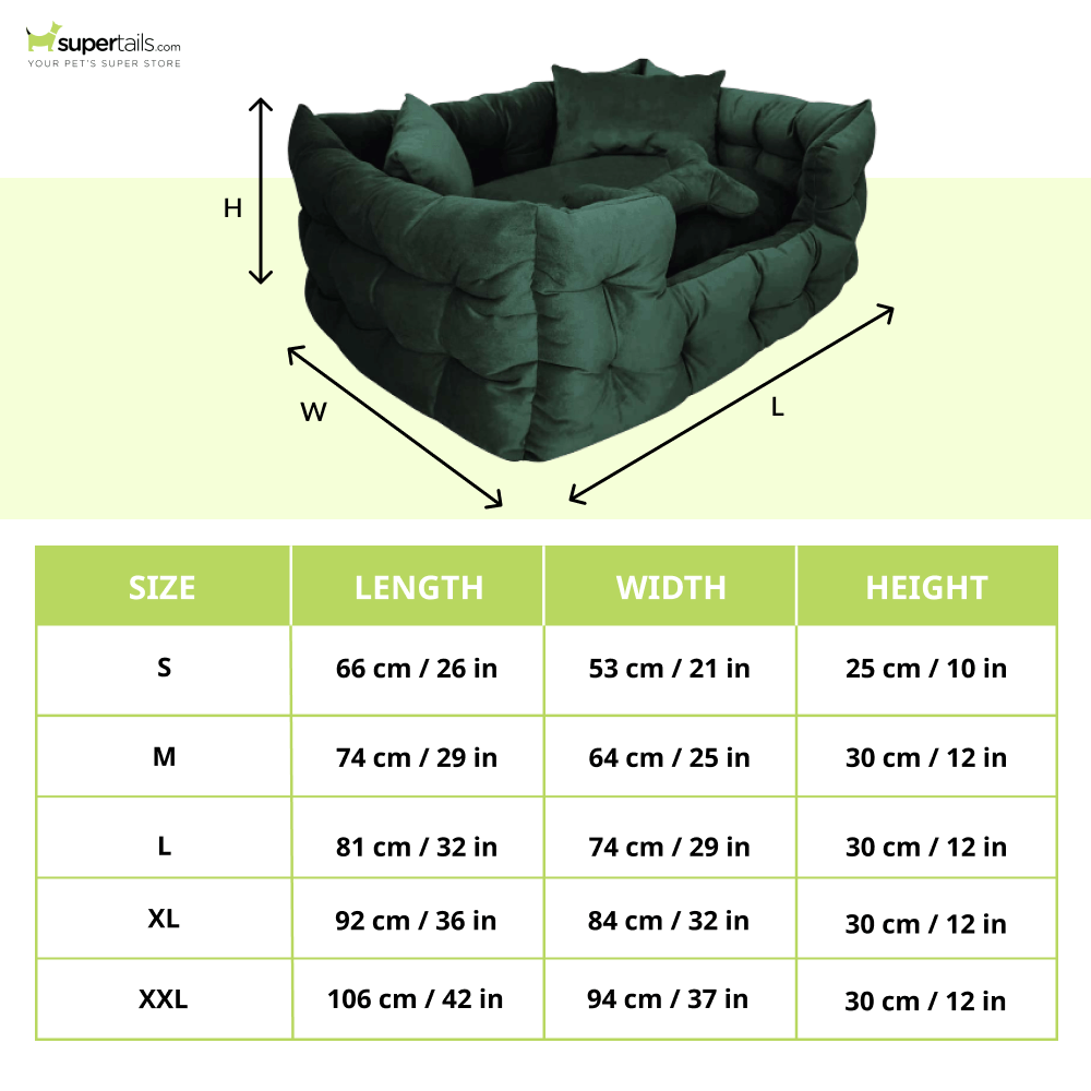Hiputee Luxurious High Wall Soft Velvet Fabric Washable Bed for Dogs and Cats (Dark Green)