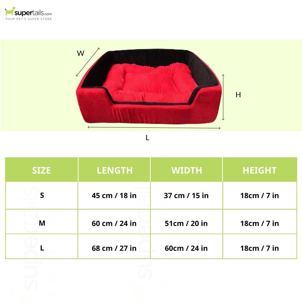 Hiputee Super Soft Dual Rectangle Velvet Bed for Dogs and Cats (Red Black)