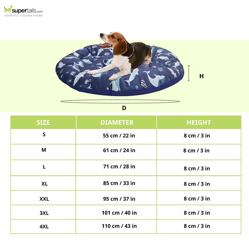 Hiputee Soft Velvet Cushion Cozy Reversible Washable Bed for Dogs and Cats (Aqua Blue Fish)