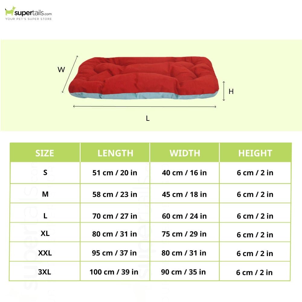 Hiputee Soft Velvet Cushion Cozy Reversible Washable Bed for Dogs and Cats (Aqua Blue & Red)
