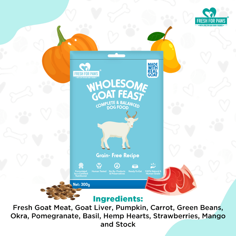 Fresh For Paws Wholesome Goat Feast Wet Food for Cats and Dogs and Drools Absolute Calcium Dog Supplement Tablets Combo