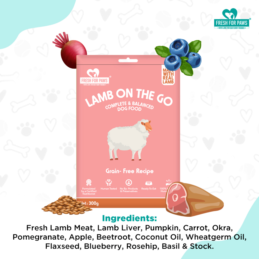 Healing Leaf Hemp Oil for Pets and Fresh For Paws Lamb On The Go Dog Wet Food Combo