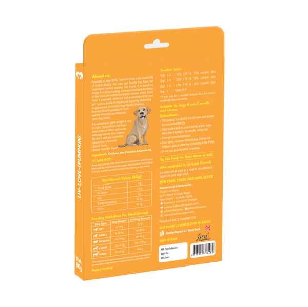 Fresh For Paws Chicken Liver Pumpkin Liv Love & Chicken Liver Carrot Liv Love Supplement for Dogs