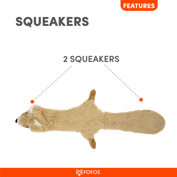 Barkbutler x Fofos Skinneez Squirrel Toy for Dogs (Brown)