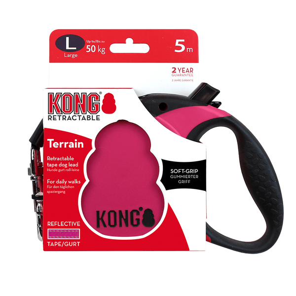 Kong Terrain Retractable Leash for Dogs and Cats (Fuchsia)