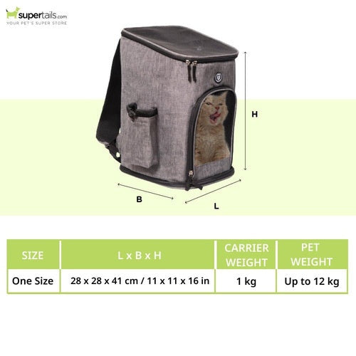 Barkbutler x Fofos Backpack Carrier for Dogs and Cats (Grey)