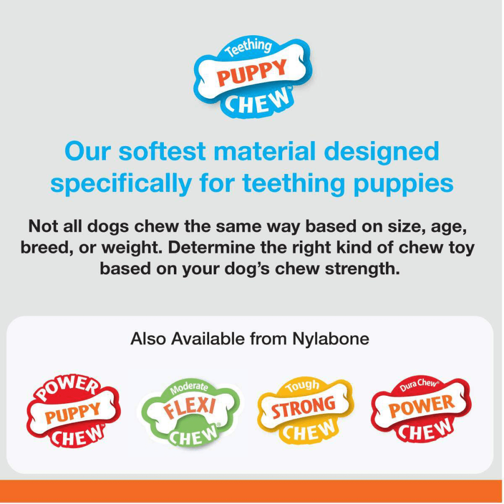 Nylabone Puppy Teething Peanut Butter, Bacon and Beef Flavoured Flexi Triple Chew Bone Toy for Dogs (Brown, Beige)