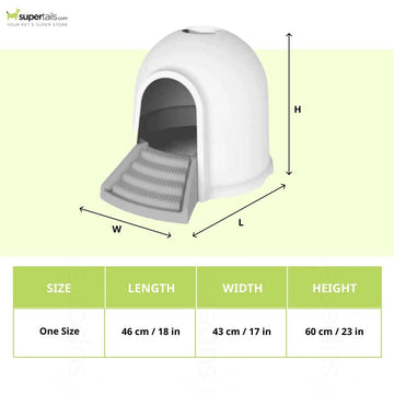 M Pets Igloo 2 in 1 Toilet for Cats (White/Grey)