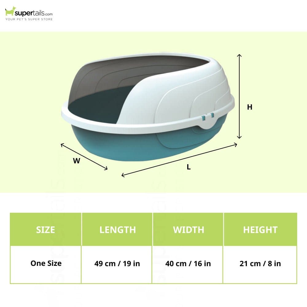 M Pets Sherbin Litter Tray with Rim for Cats (Blue/White) Litter Supplies M Pets