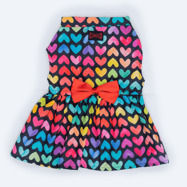 Pawgypets Multi Heart Casual Dress for Dogs and Cats