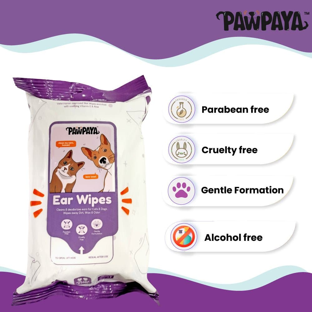 Pawpaya Ear Wipes for Dogs and Cats Both-Grooming Supplies Pawpaya