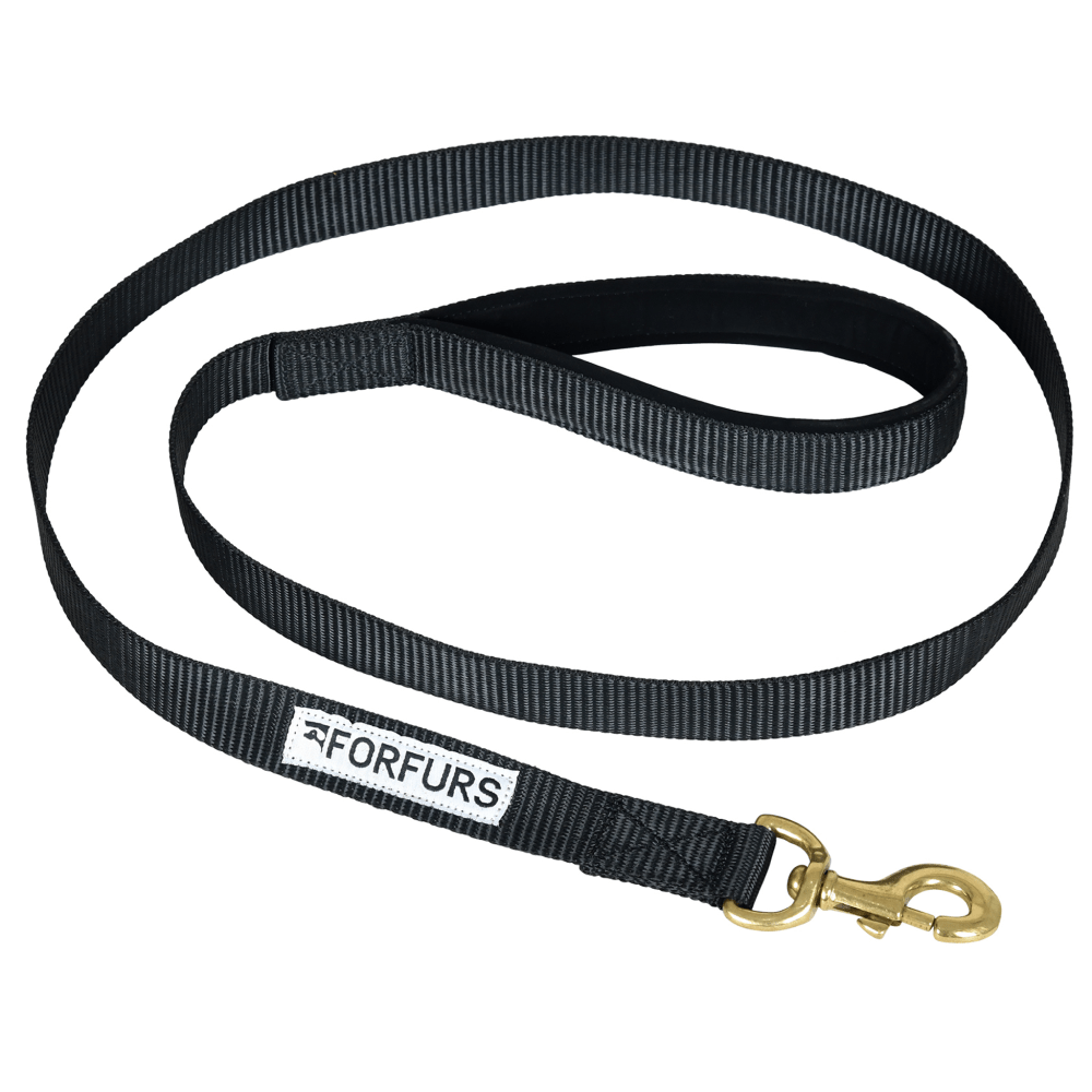 Forfurs Standard Leash with Padded Handle for Dogs (Black)