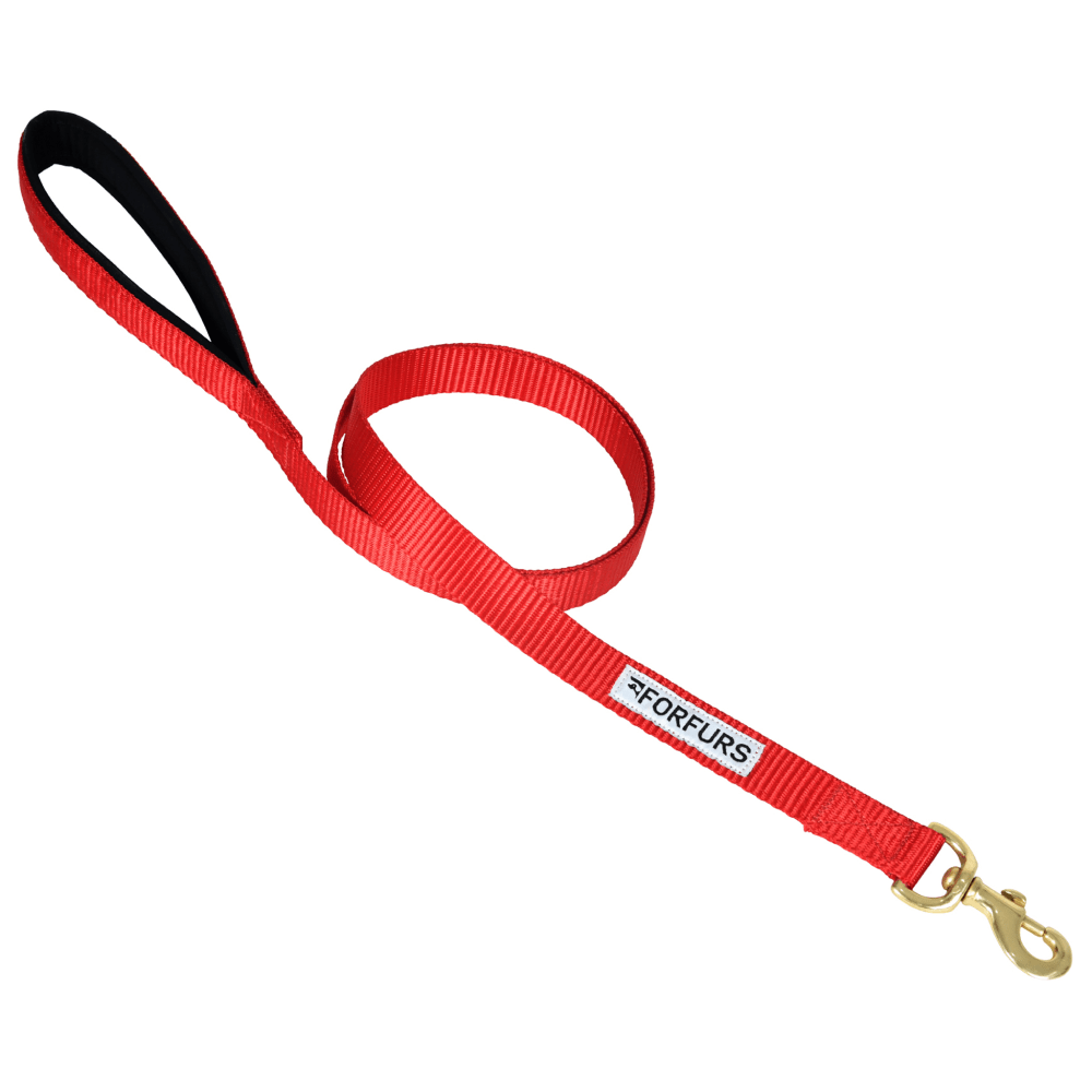 Forfurs Standard Leash with Padded Handle for Dogs (Red)