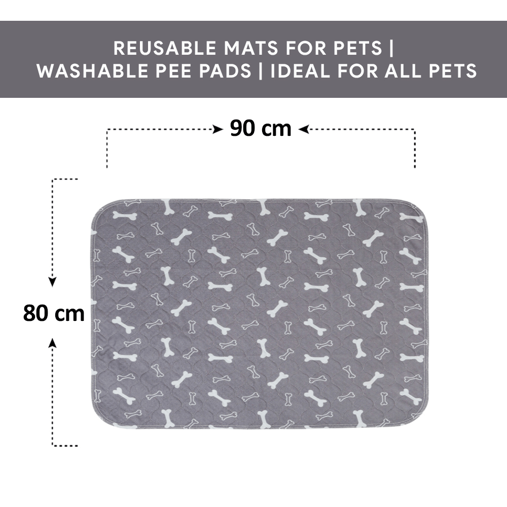 Goofy Tails Reusable Pee Pads for Dogs (Bone Print,90x80cm)