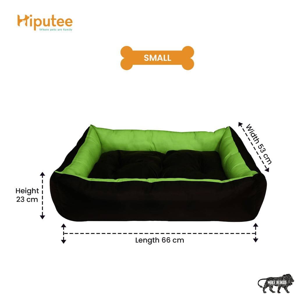 Hiputee Premium Waterproof Reversible Washable Bed for Dogs and Cats (Green & Black)