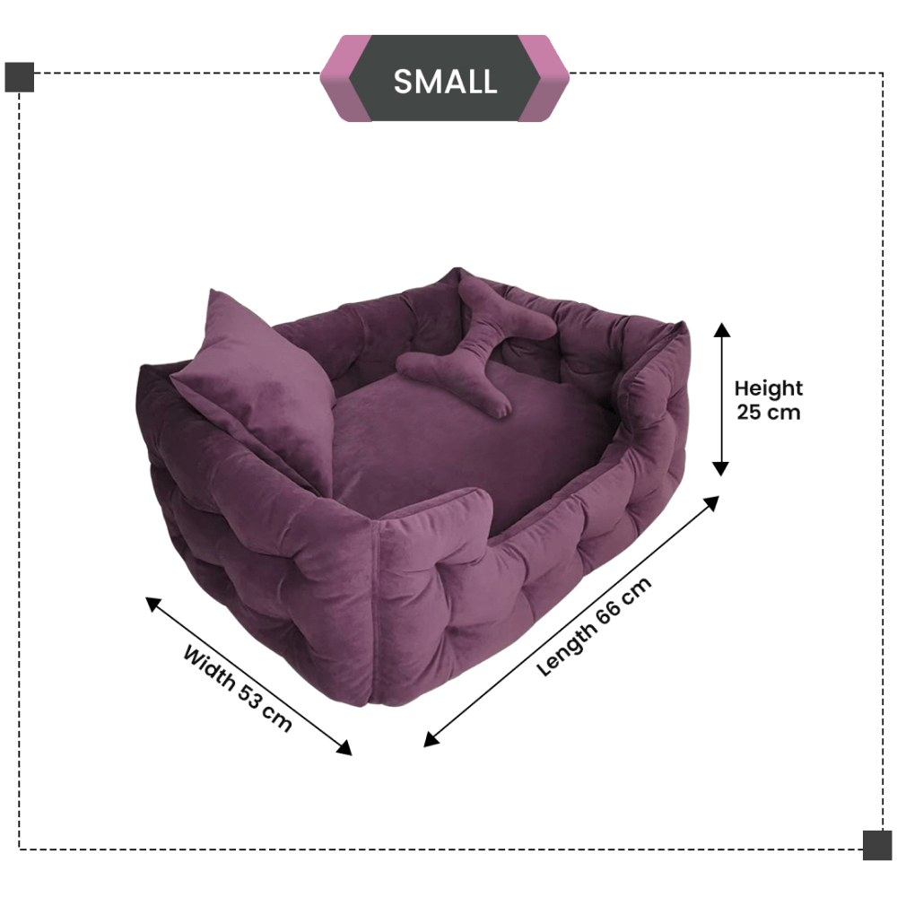 Hiputee Luxurious High Wall Soft Velvet Fabric Washable Bed for Dogs and Cats (Purple)
