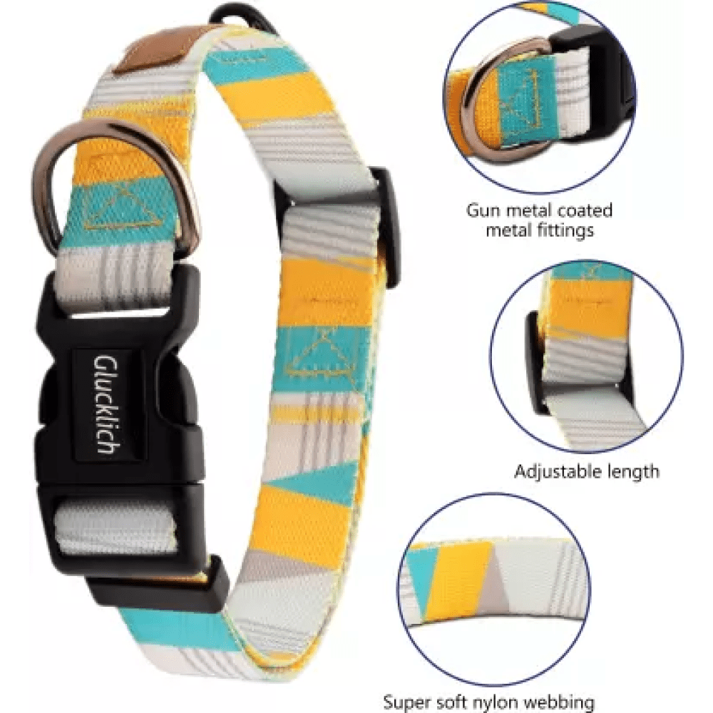 Glucklich Polyester Printed Adjustable Collar for Dogs (Cadillac)