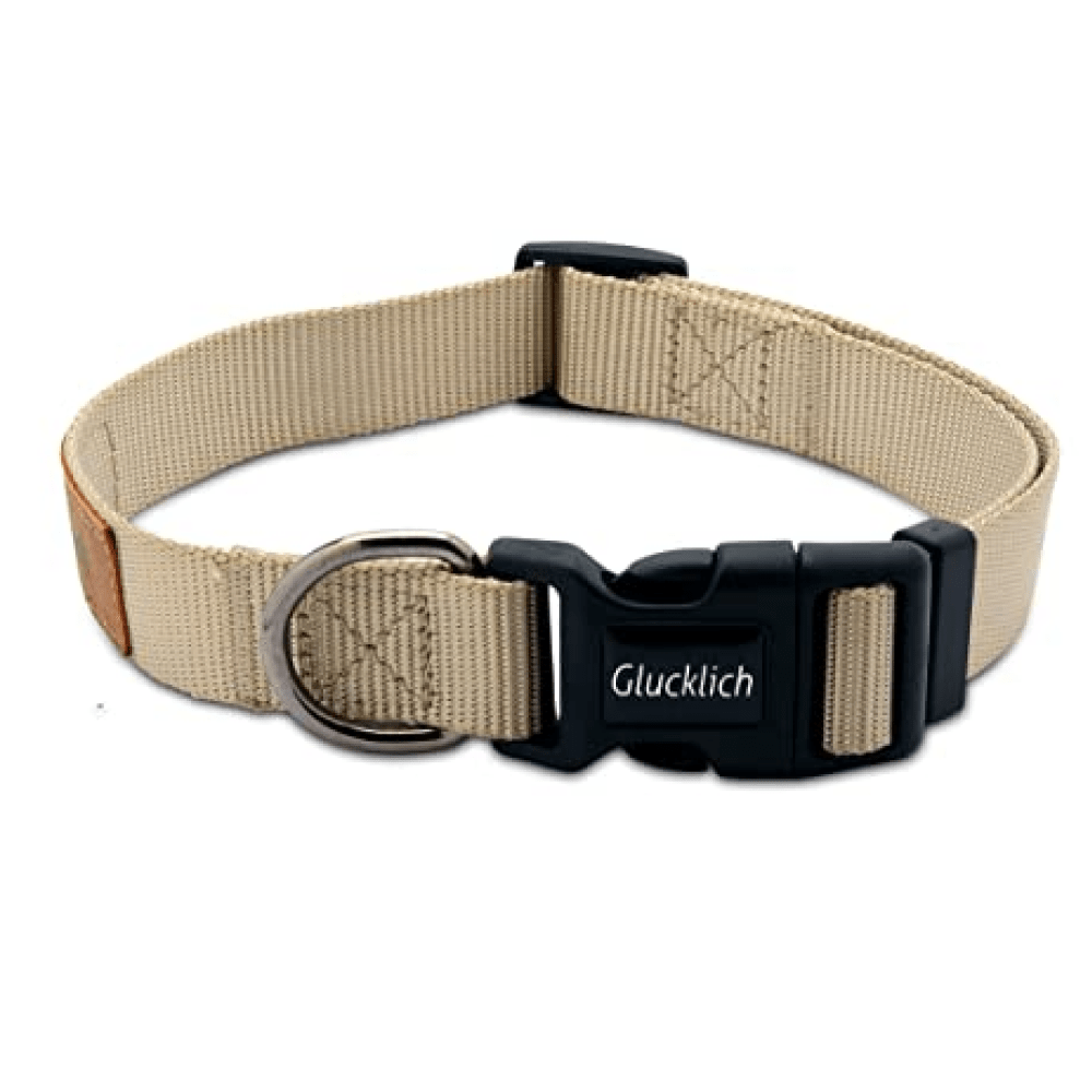 Glucklich Pet Essentials Classic Nylon Collar for Dogs (Beige) Dogs-Collar, Leashes, harnesses Glucklich L:22-26in Neck