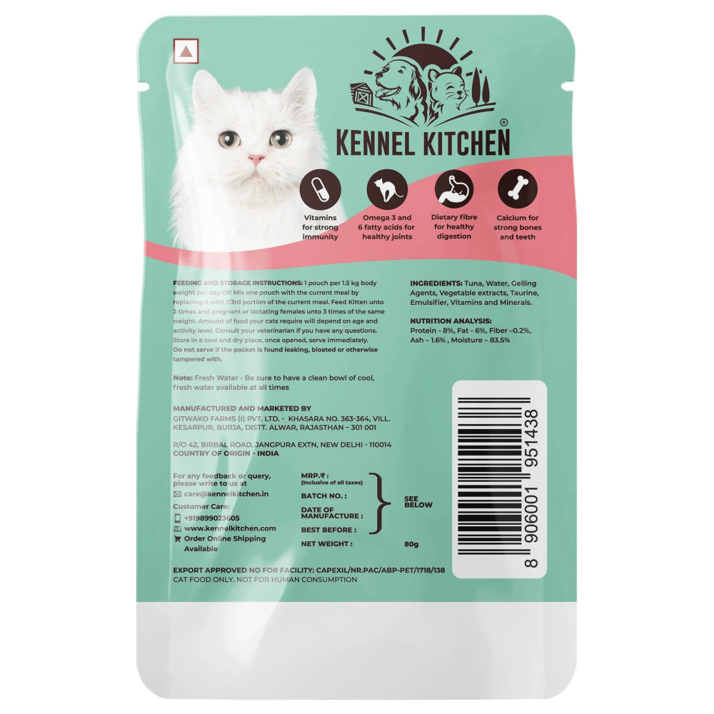 Kennel Kitchen Tuna in Jelly and Chicken in Jelly Kitten & Adult Wet Cat Food Combo (12+12)