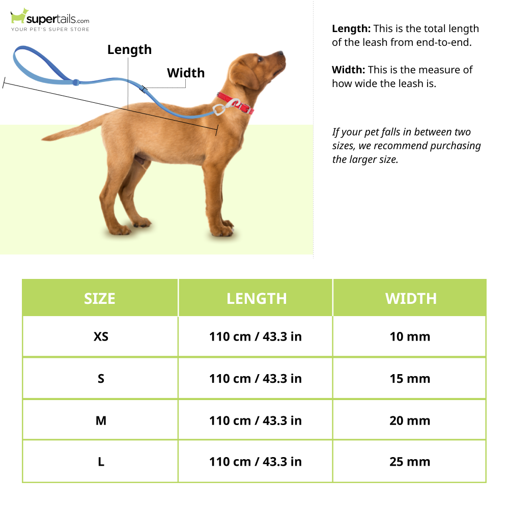 Truelove Royal Classic leash with D Rings for Dogs (Blue 110cm) Dogs-Collar, Leashes, harnesses True Love
