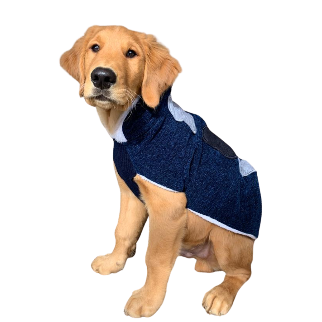 Pet Snugs Fur Coated 3 Bones Sweaters for Dogs (Dark Blue)