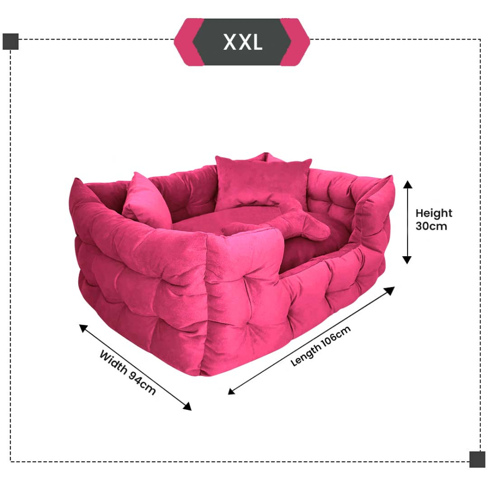 Hiputee Luxurious High Wall Soft Velvet Fabric Washable Bed for Dogs and Cats (Pink)