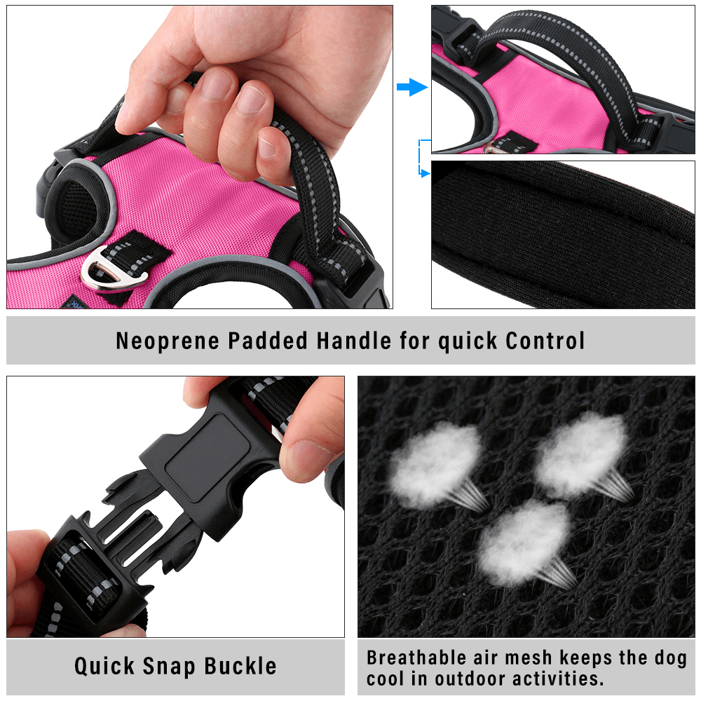 Hank 3M Reflective Harness for Puller Dogs (Pink)