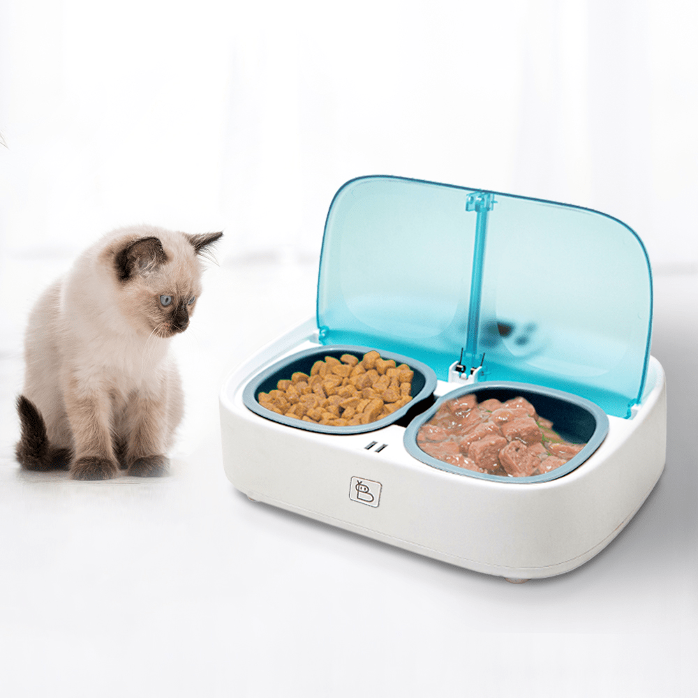 Baybot App Controlled Wirefree Camera and Dual Tray Smart Food Dispenser with Timer for Dogs and Cats Combo