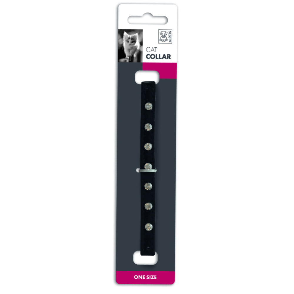 M Pets Diamond Collar for Cats (Black) Cats-Collar, Leashes, harnesses M Pets One Size:8-11in Neck