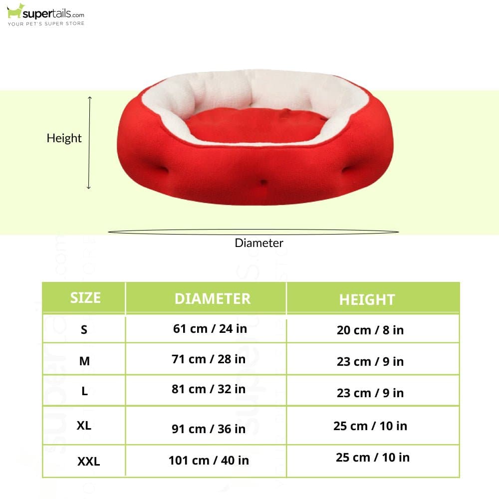 Hiputee Luxurious Paw Shape Dual Colour Bed for Dogs and Cats (Red & Cream)