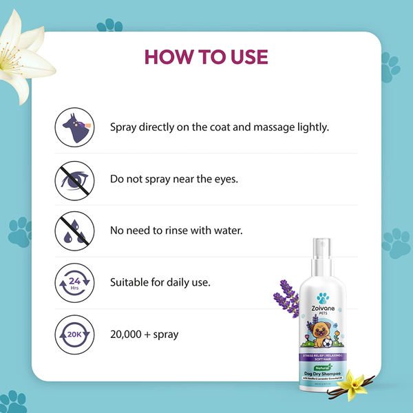 Zoivane Vanilla & Lavender Waterless Shampoo for Dogs
