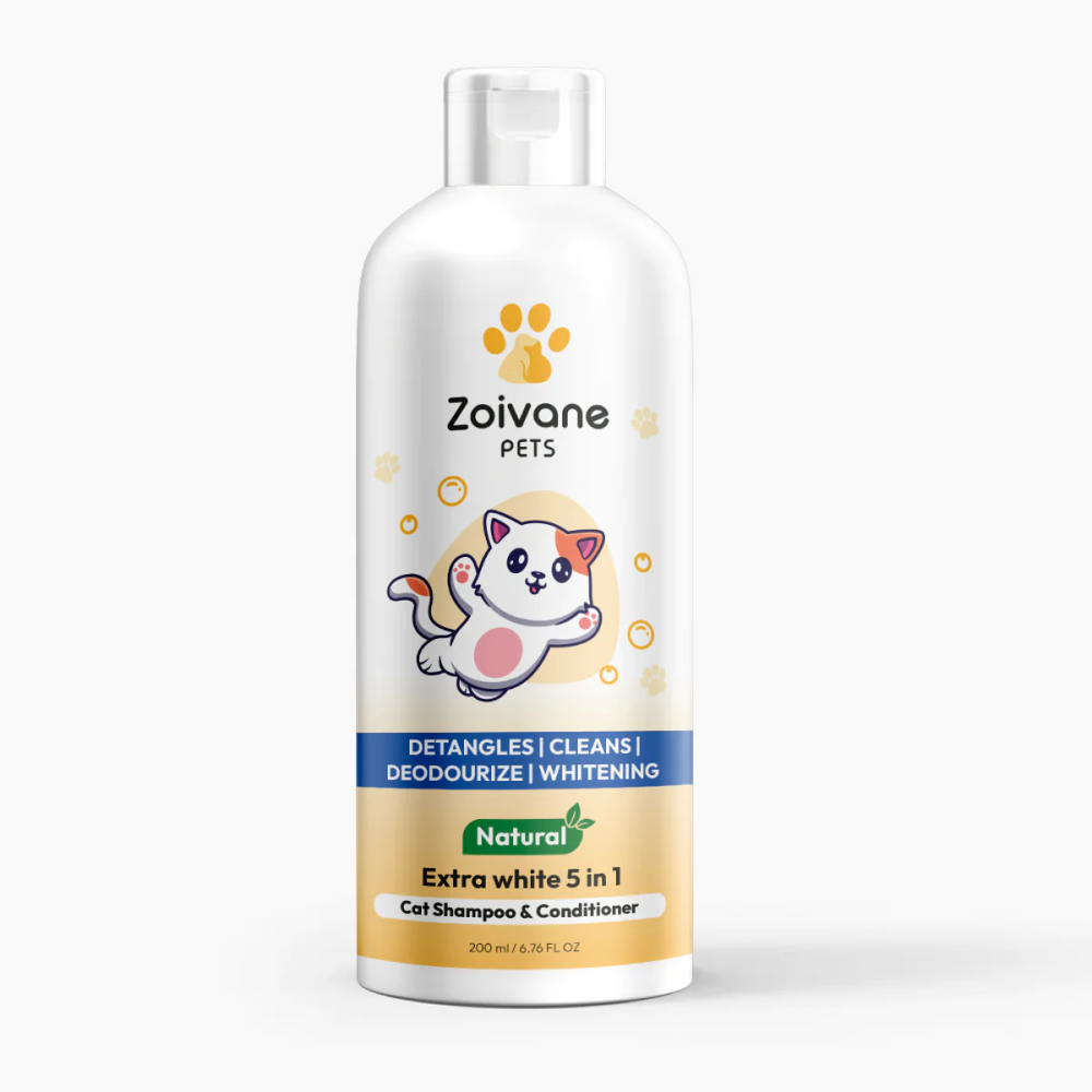 Zoivane Natural Extra White 5 in 1 Shampoo Conditioner for Cats (Floral and Sweet)
