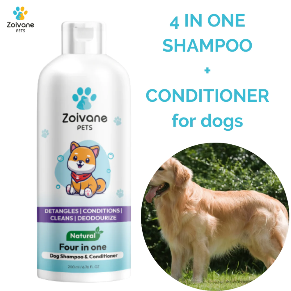 Zoivane Natural 4 in 1 Shampoo Conditioner for Dogs (Floral & Sweet)
