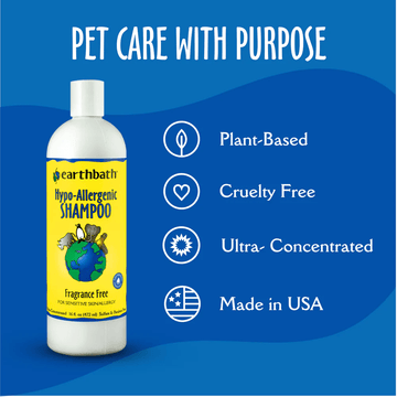 EarthBath Hypo Allergenic Fragrance Free Shampoo for Dogs and Cats