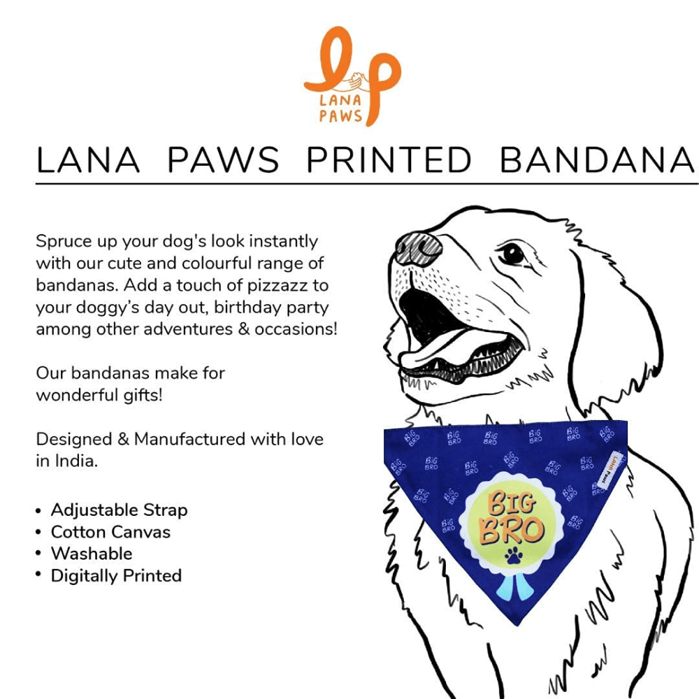 Lana Paws Big Bro Adjustable Bandana for Dogs (Blue)