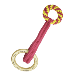 Pawsindia Wooden Ring Rope Toy for Dogs (Pink)