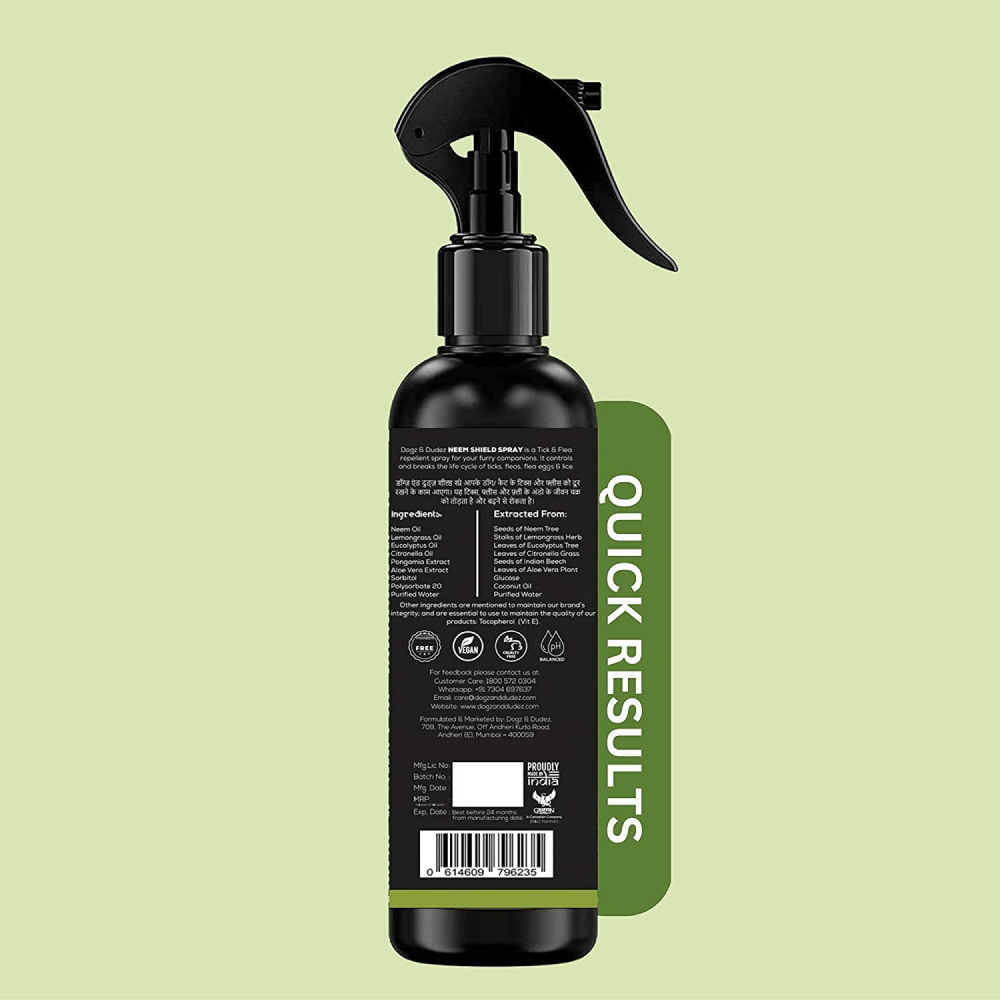 DOGZ & DUDEZ Natural Neem Shield Tick & Flea Repellent Spray for Dogs and Cats Both-Health & Wellness DOGZ & DUDEZ