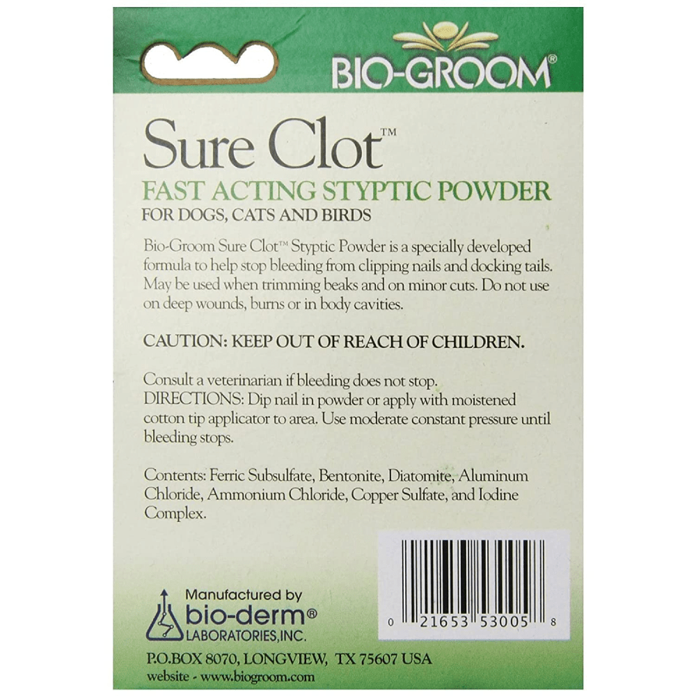 Bio Groom Sure Clot Fast Acting Styptic Powder for Dogs