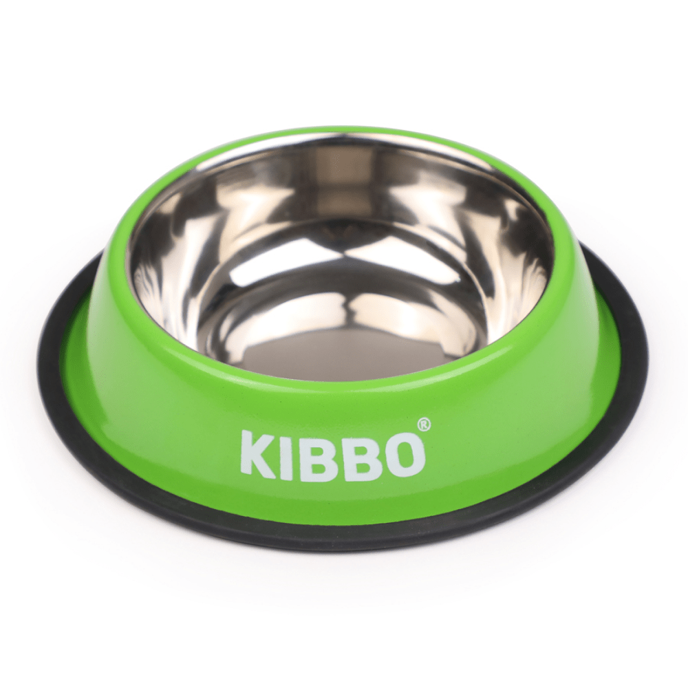 Kibbo Anti Skid Stainless Steel Bowl for Dogs and Cats (Green)