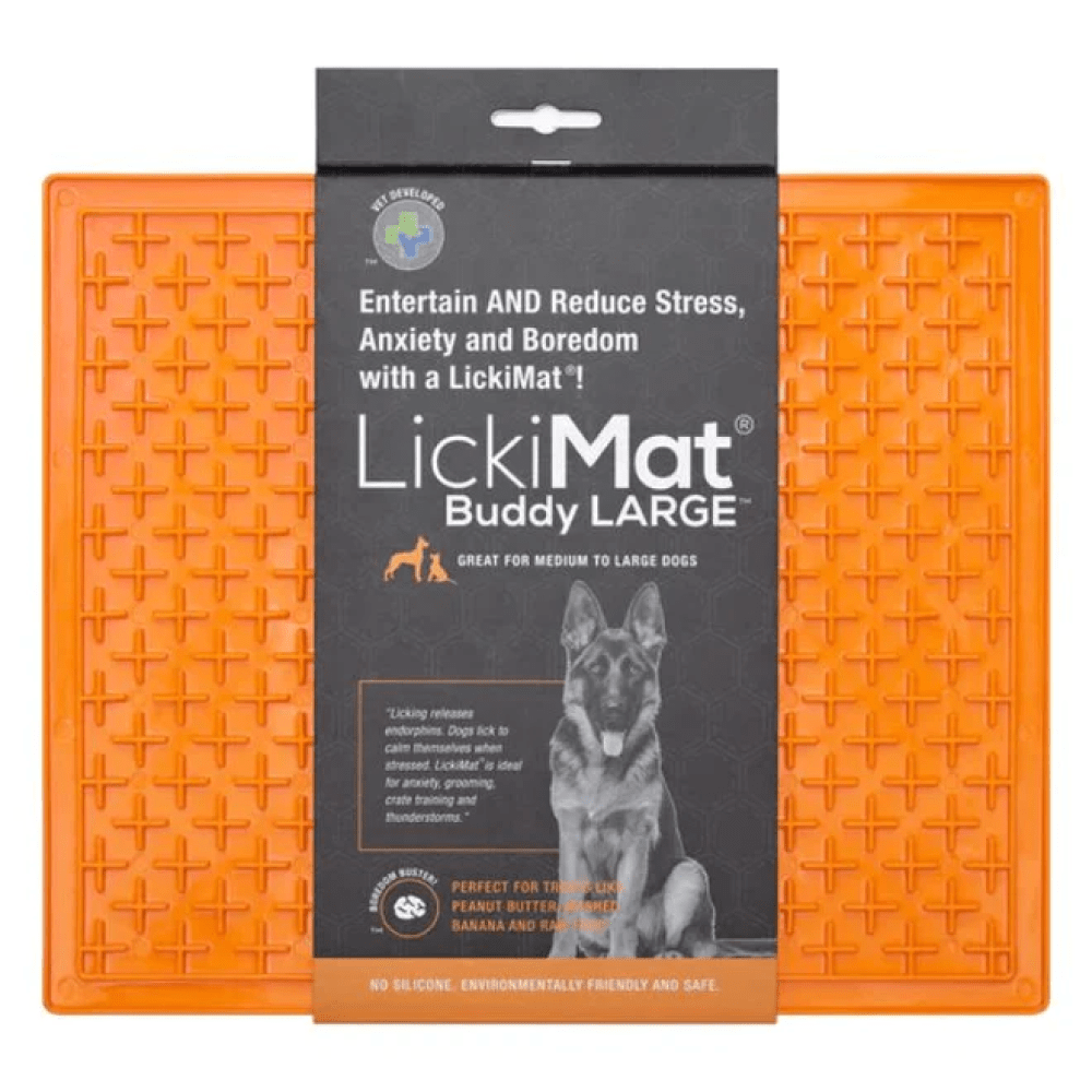 LickiMats Classic Buddy Slow Feeder for Dogs and Cats (Orange)
