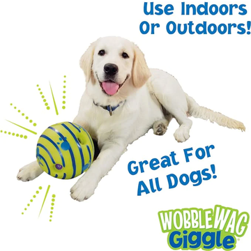 Wobble Wag Giggle Ball Interactive Toy for Dogs | For Medium Chewers (Green)