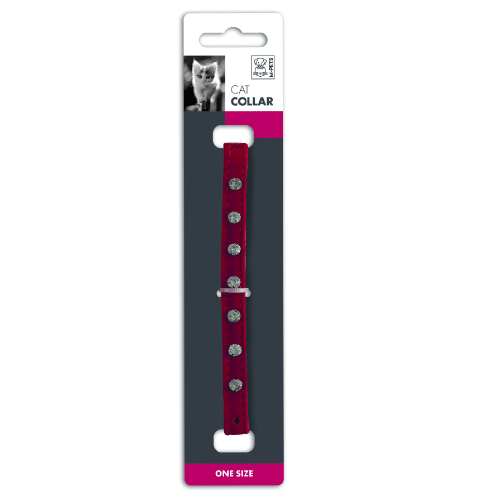 M Pets Diamond Collar for Cats (Red) Cats-Collar, Leashes, harnesses M Pets One Size:8-11in Neck