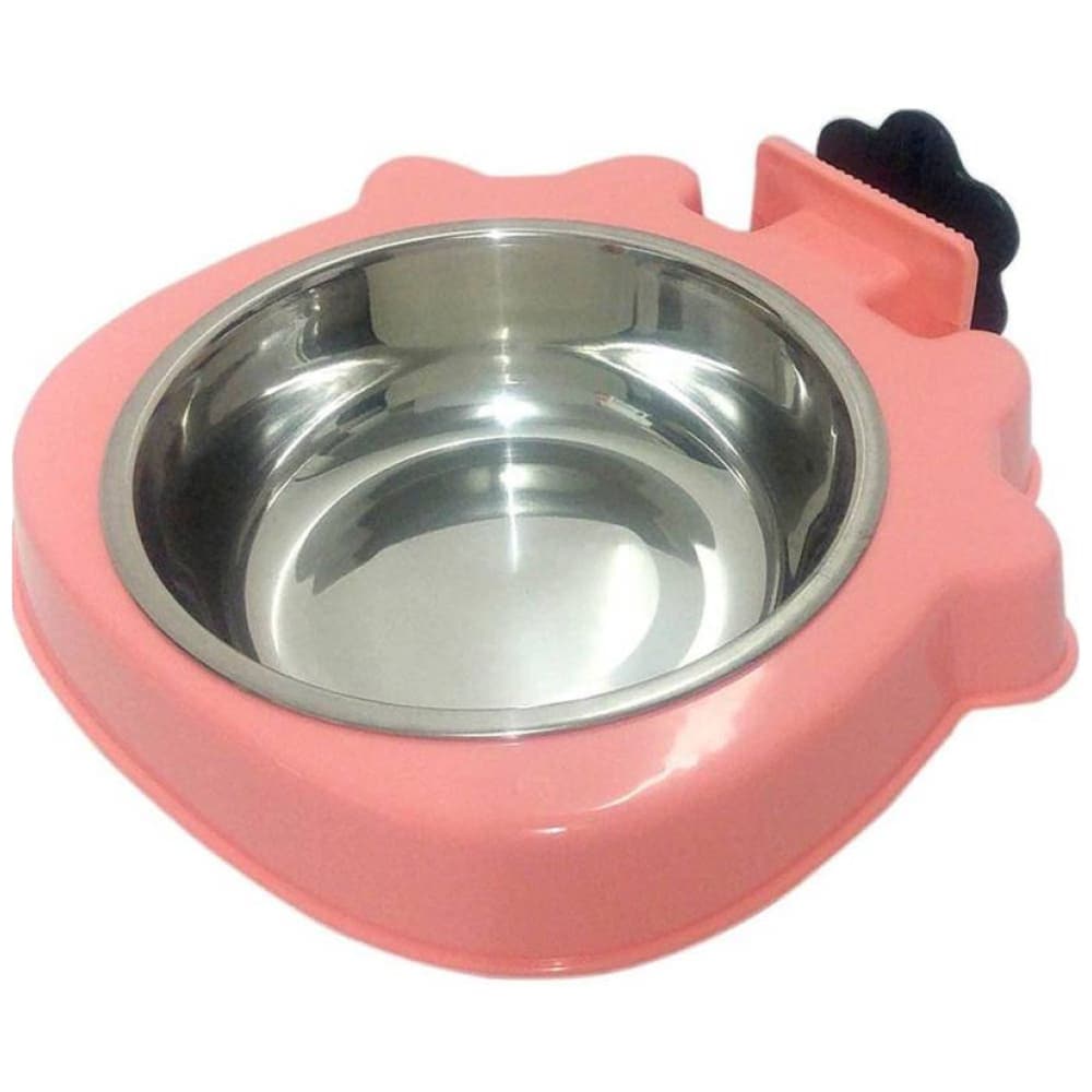 Emily Pets Stainless Crate Bowl with Removable Feeder Bowl for Dogs and Cats (Peach)