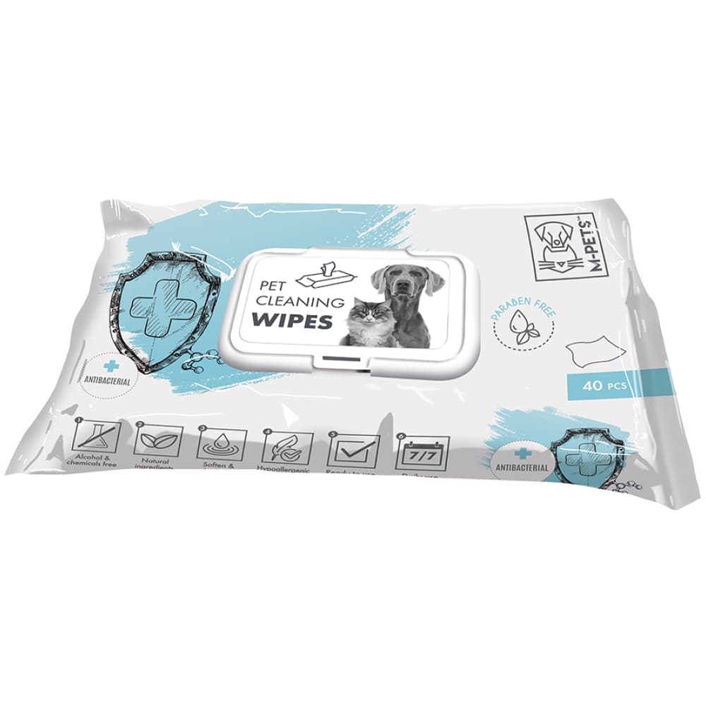 M Pets Anti Bacterial Cleaning Wipes for Dogs and Cats Both-Grooming Supplies M Pets 40pcs(15x20cm)