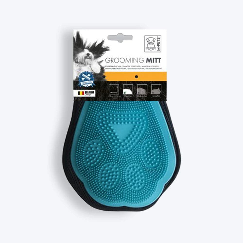 M-Pets Grooming Mitt for Pets (Black/Blue)